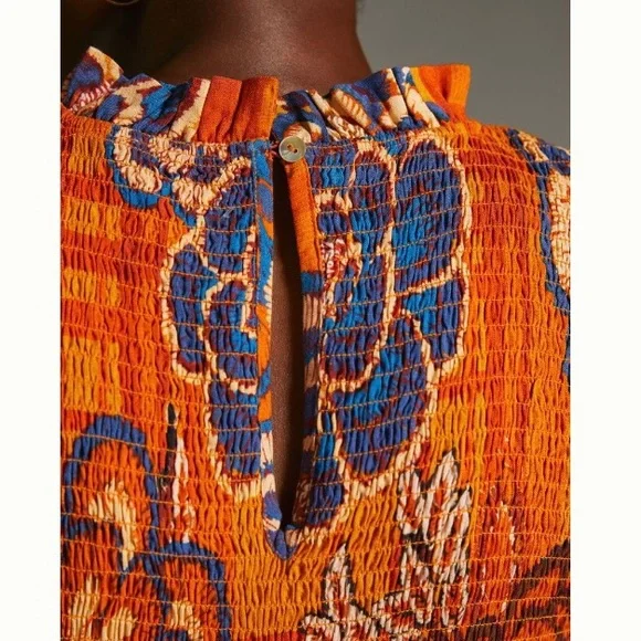 🌿|NWT| Farm x Anthropologie Smocked Wide Leg Jumpsuit - Picture 4 of 12